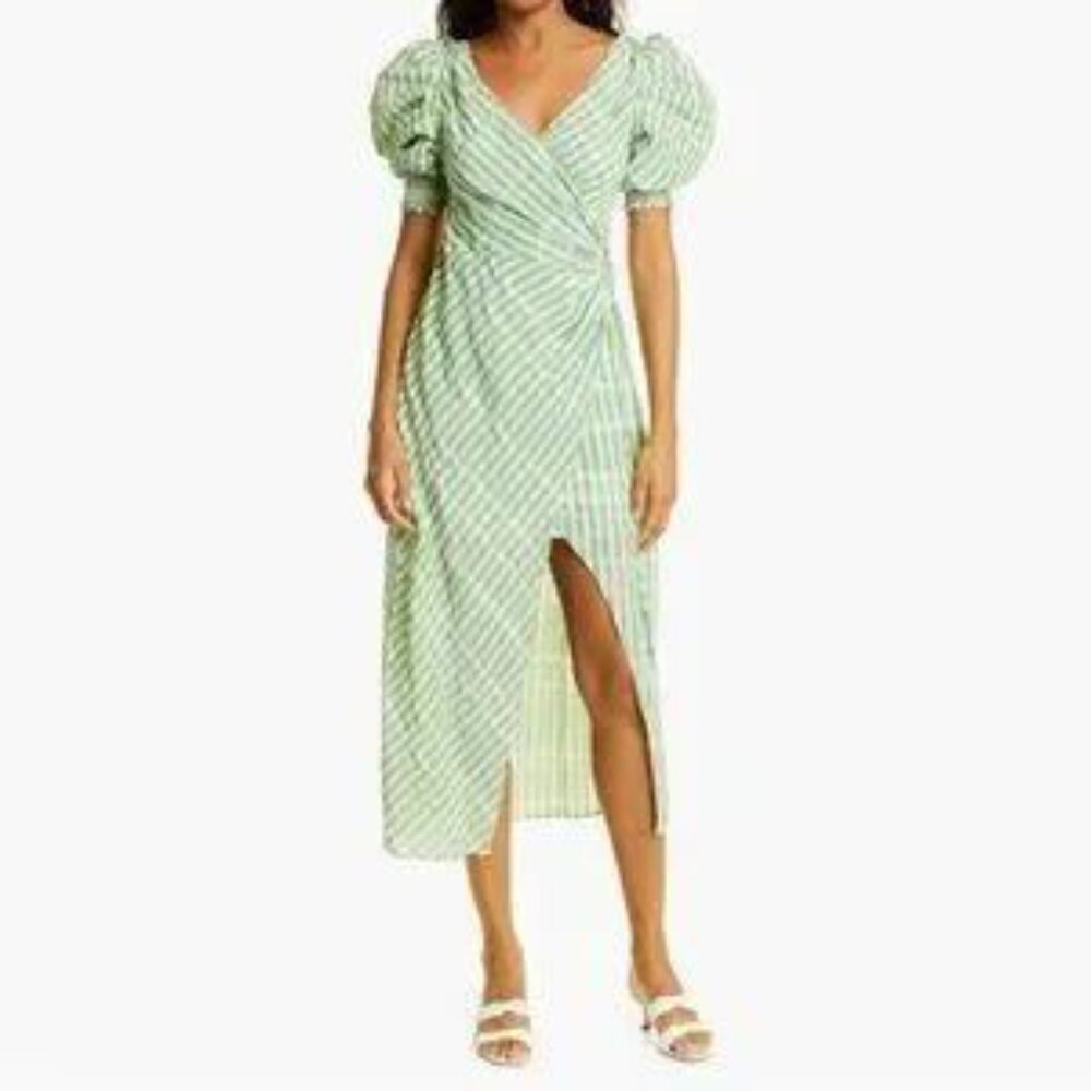 Cinq a sept Gia Dress - size 14  Green & White Gingham Adorable and flattering